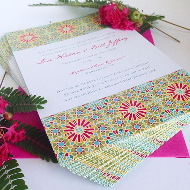 I had to post a detail shot for the spanish tile invites.  I love using bright colors! 😃🌺🍉💃 #invitations #paper #elope #engaged #ido #weddingphotographers #weddingplanners #weddings #vabrides #dcbrides #stationery #bright #weddingplanner #vaweddi