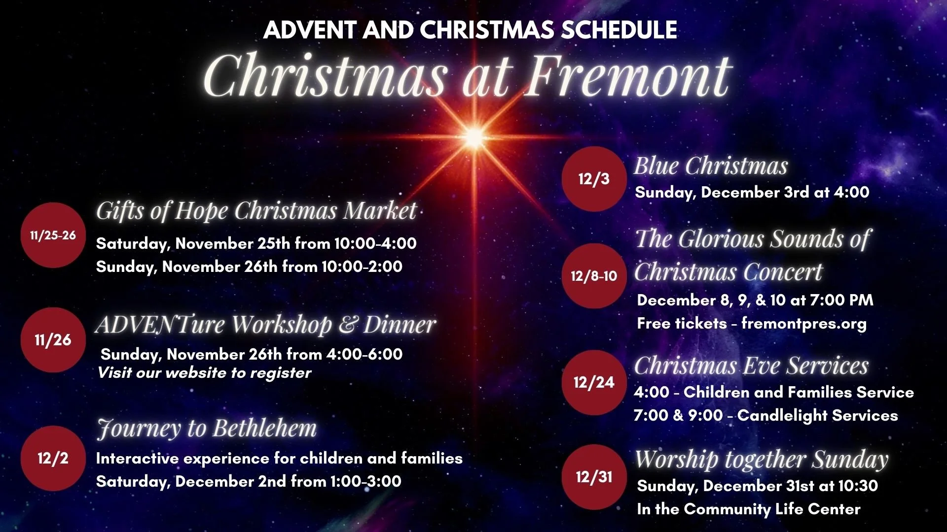 Annual Events — Fremont Presbyterian Church