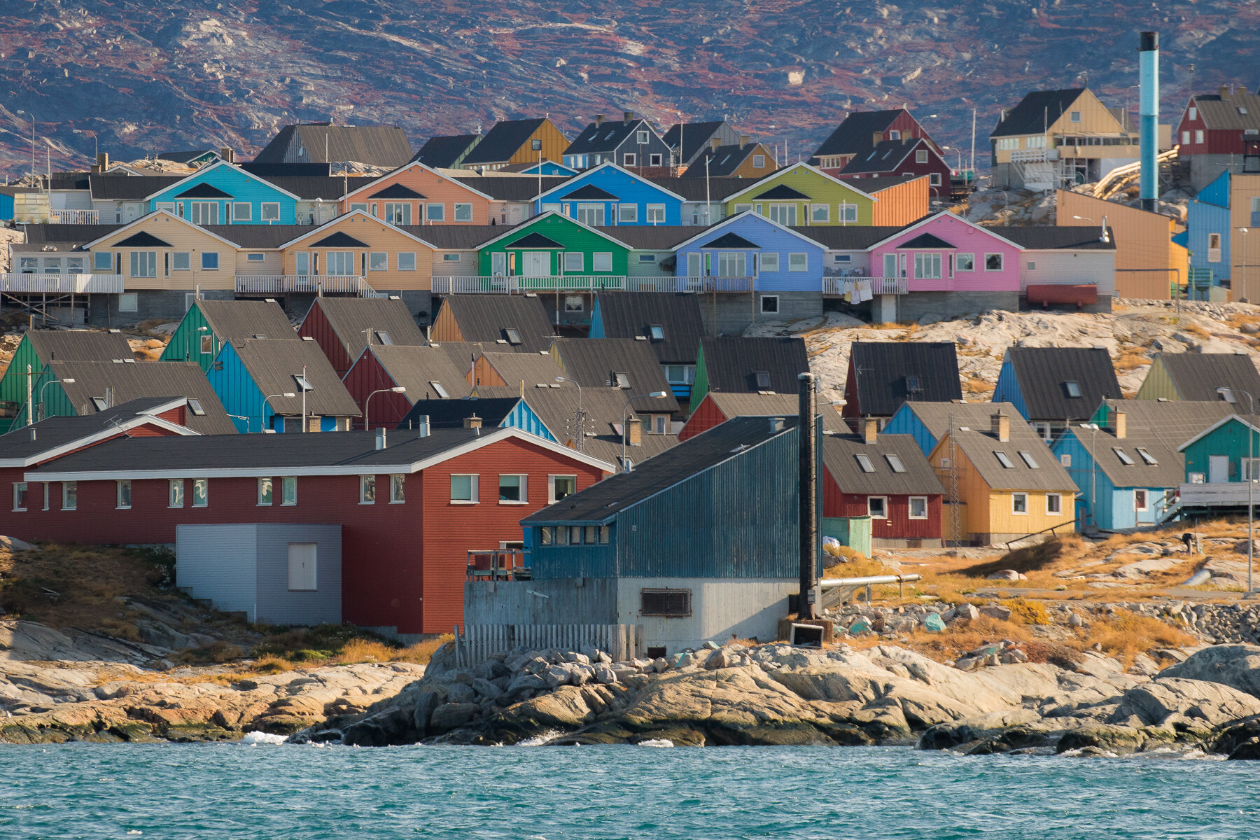  Greenland - Ilulissat- Colorful town as seen from the water 