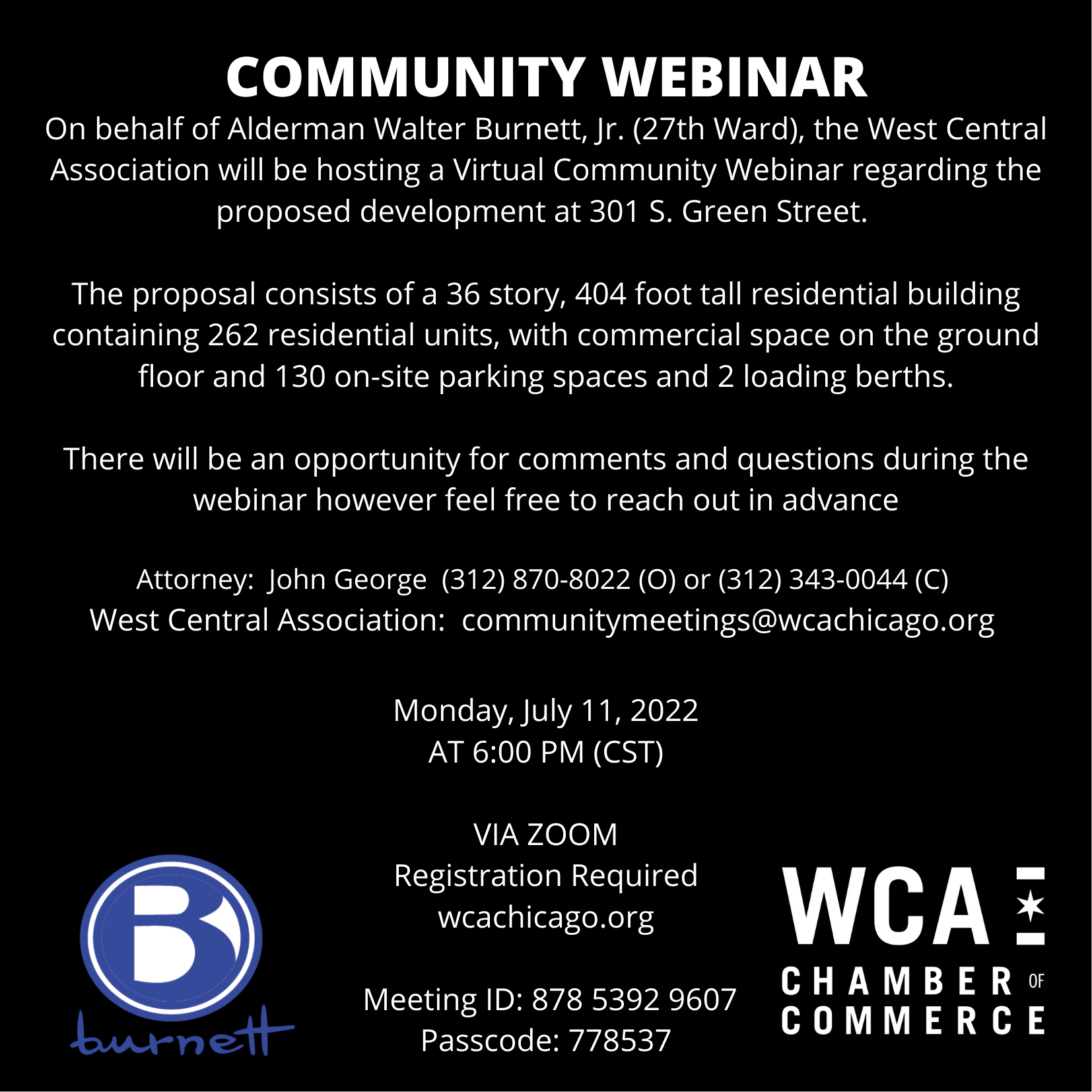COMMUNITY MEETING - 301-323 S. GREEN ST.; & 815-823 W. JACKSON BLVD