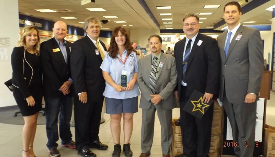 Left to Right: Stephanie Warner, Mid-Ohio Food Bank; Mark Stewart, Mid-Ohio Food Bank Board of Trustees; Randy Quickel, President UFCW; Jackie Mitchell, Gahanna Letter Carrier and Food Drive Coordinator; Ignatius Vaccaro, Postmaster, Columbus; Todd Hornyak, NALC Branch 78 President; Zach Klein, City Council President.