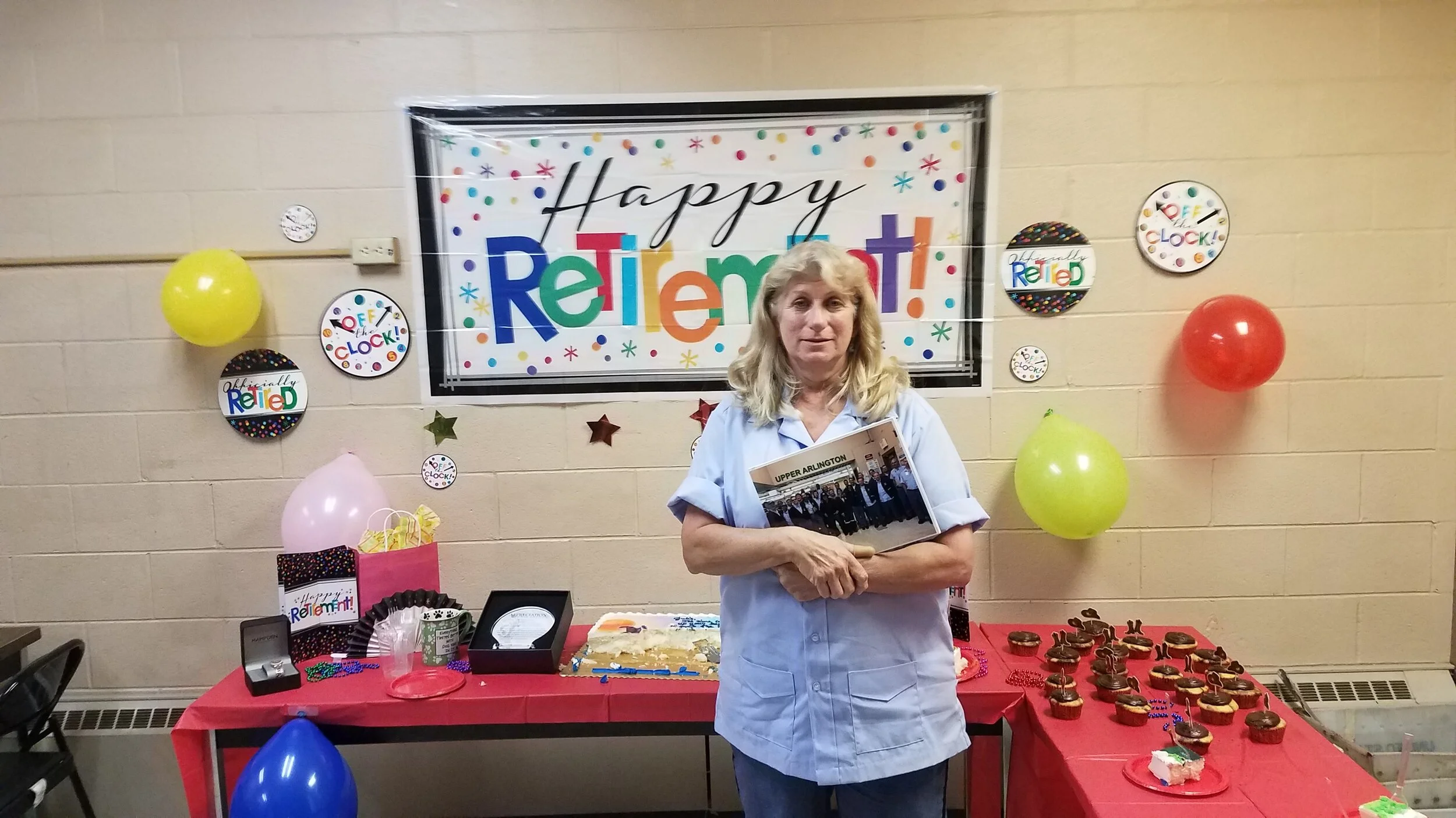 Julie Newman with her retirement decorations
