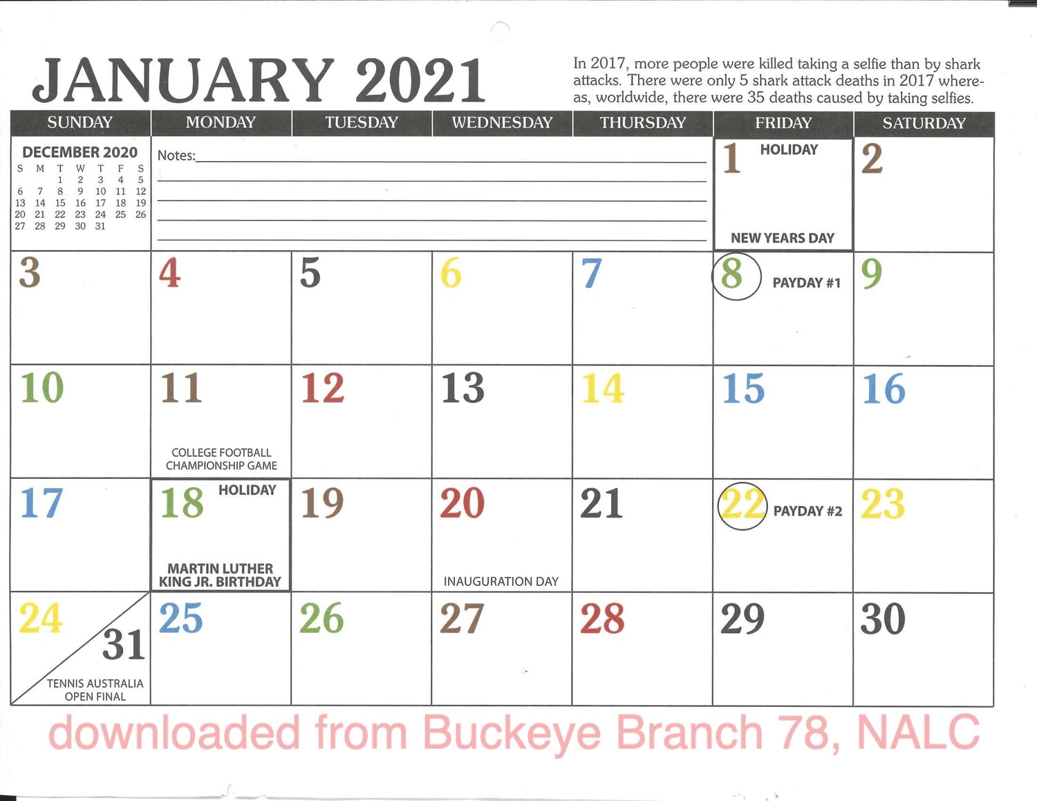Nalc Calendar 2022 Just A "Few" Days Late... — Nalc Buckeye Branch 78 Columbus Ohio