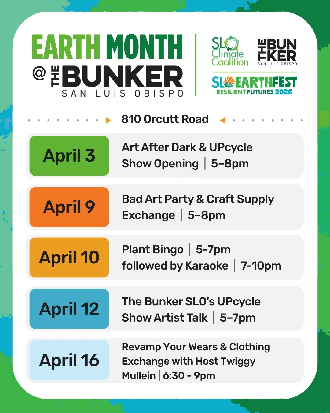 We&rsquo;re celebrating Earth Month with events throughout April!
Join The Bunker SLO and SLO climate coalition!