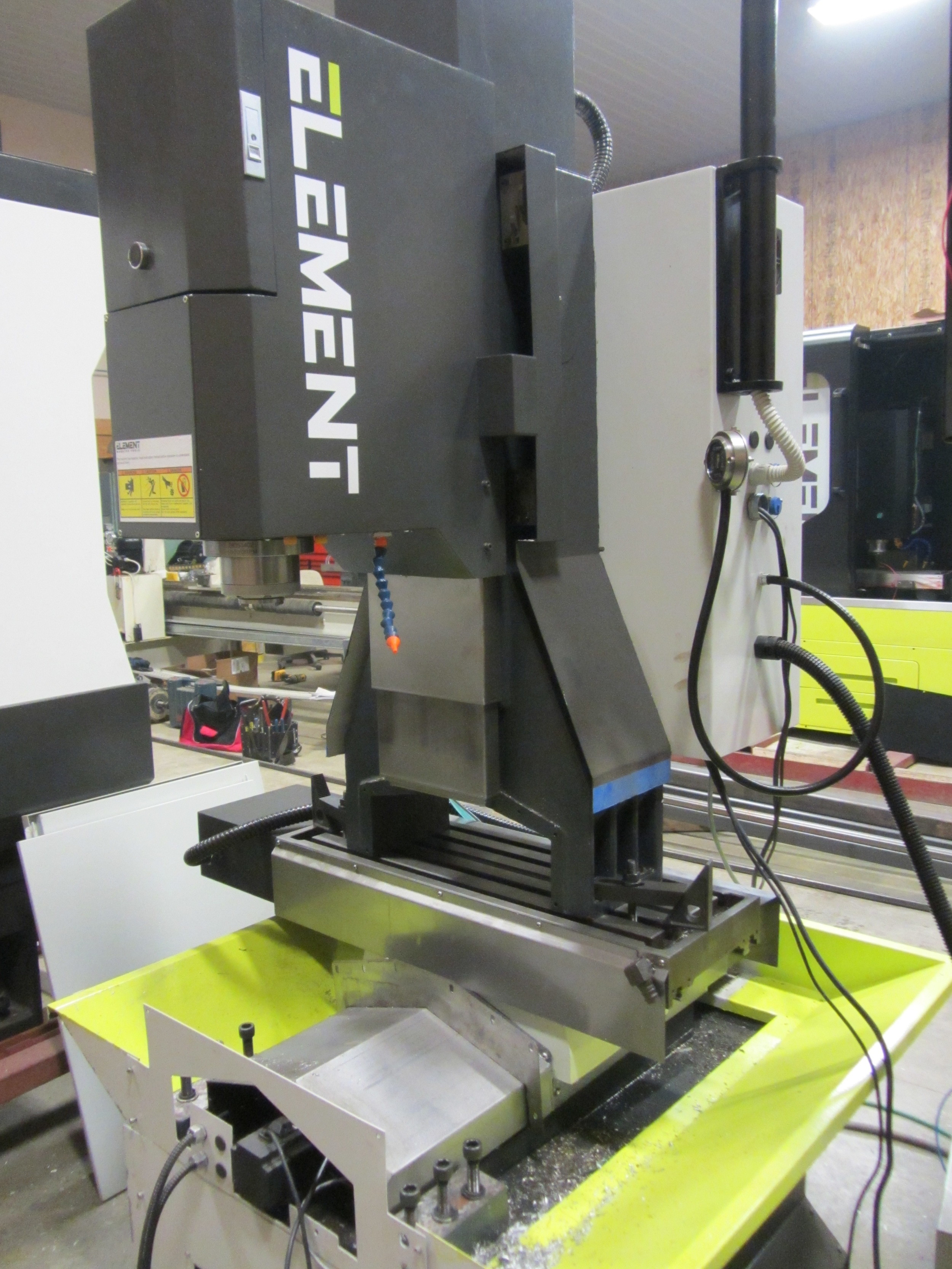 Column temporarily fastened to the X and Y axes. Frank is ready for motion testing.
