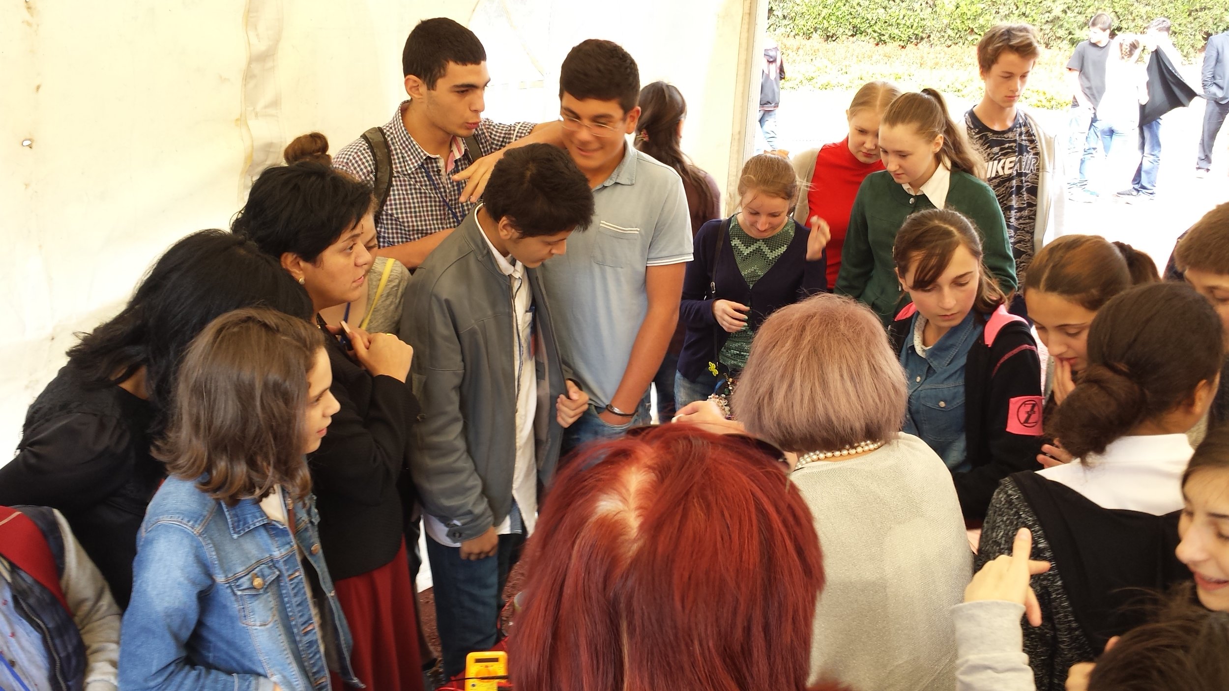 Visitors learning science.