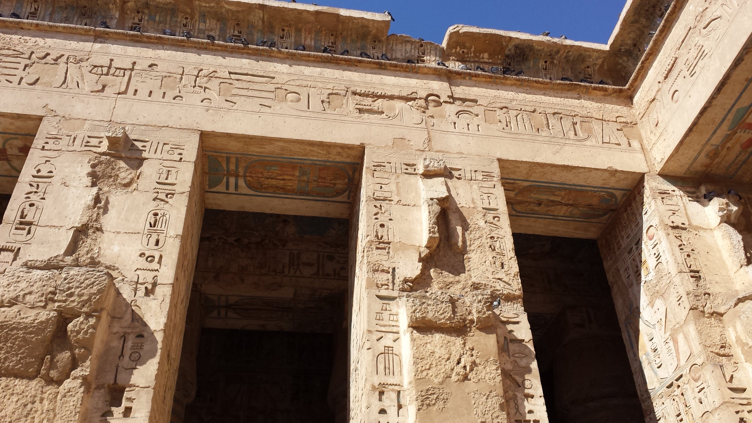 Hieroglyphs and color within the temple.