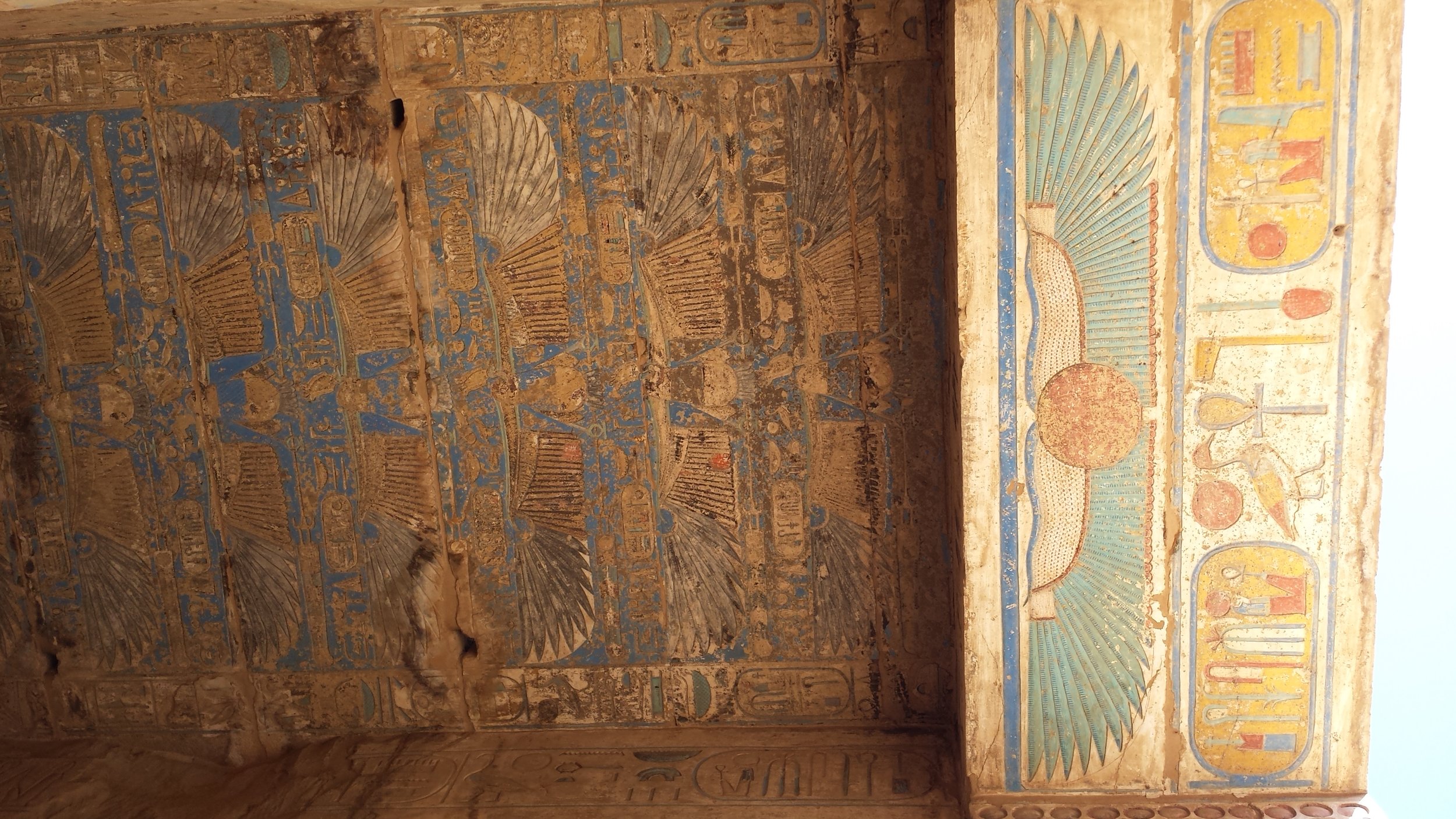 The ceiling of Habu temple, still rich with color after all these years.