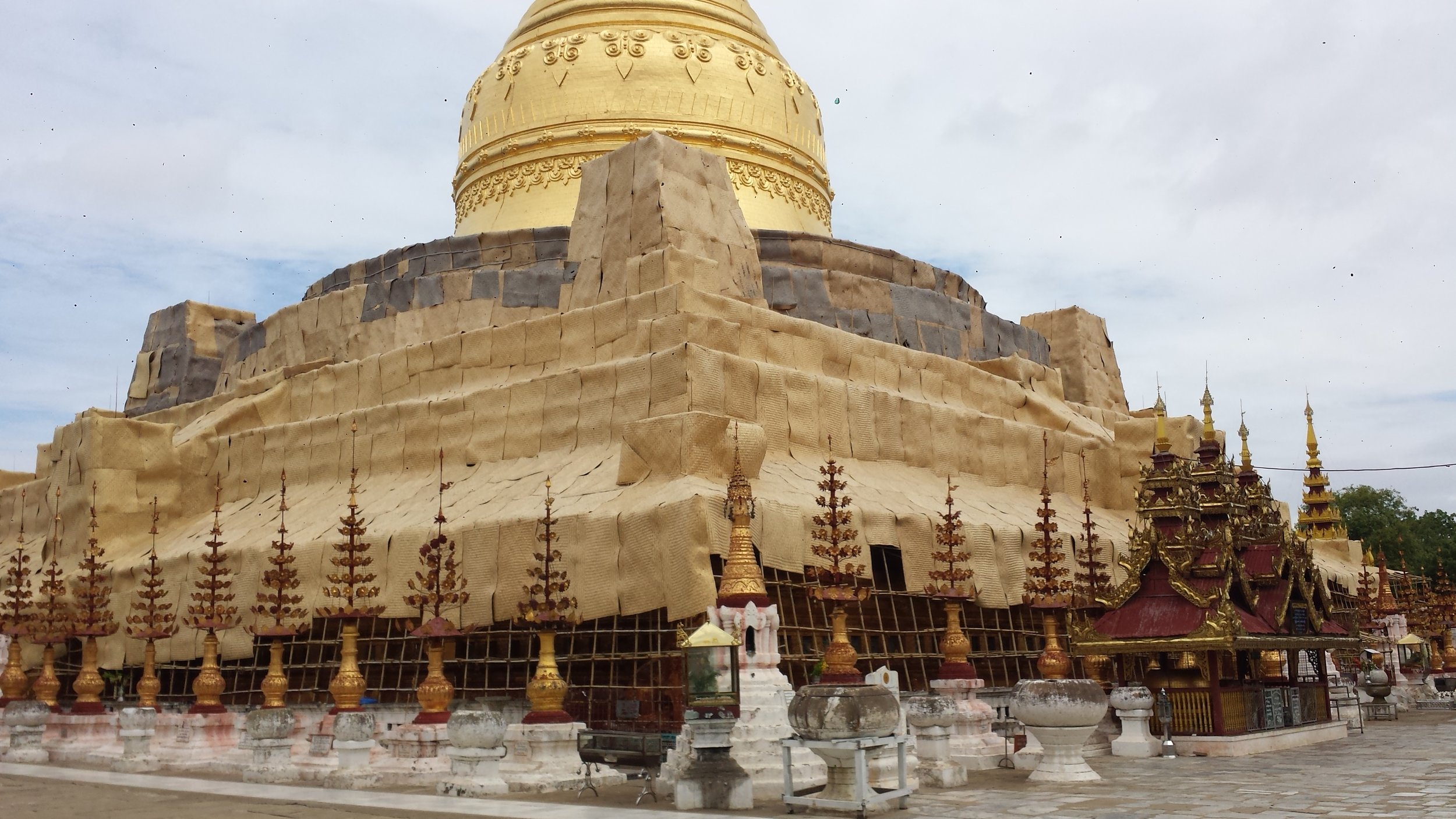 Shwezigon pagoda is under repair.