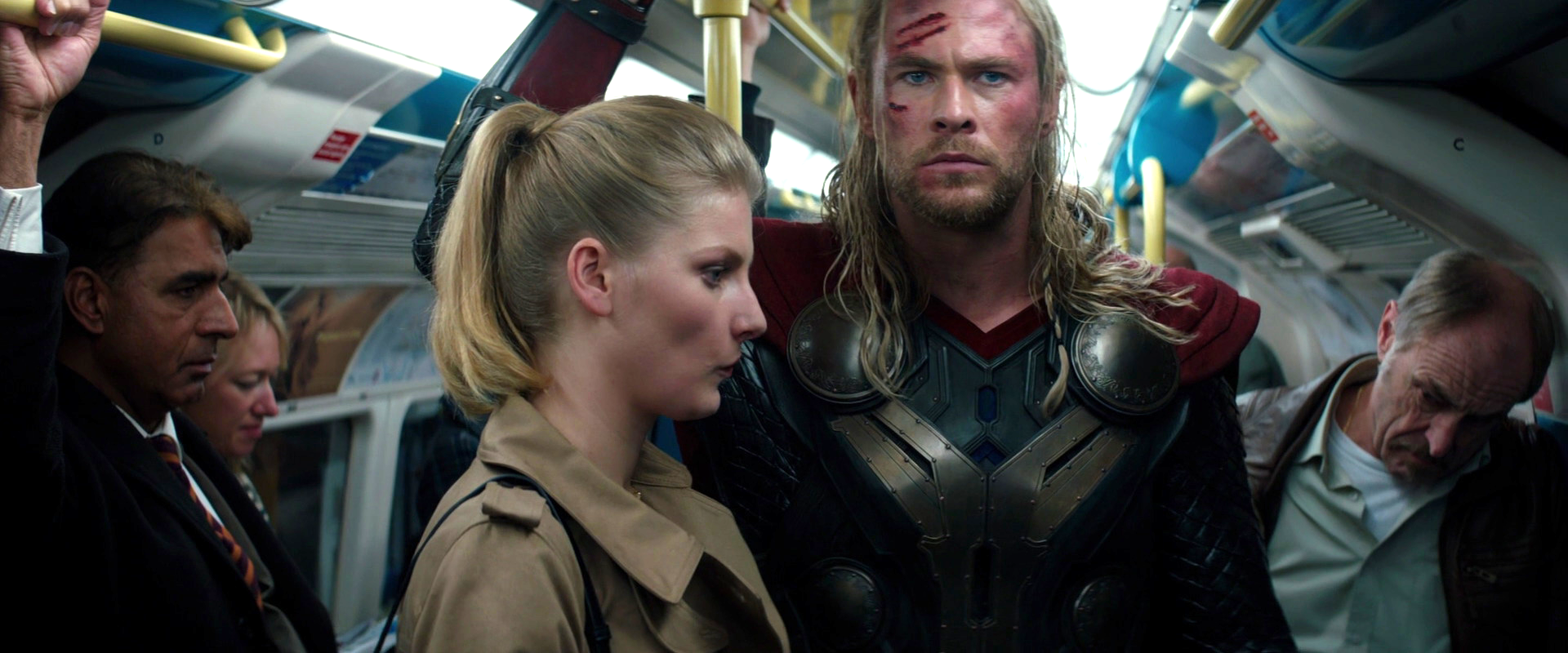Just think, subway lady, if you had hit Thor with your car YOU'D be the love of his life right now!
