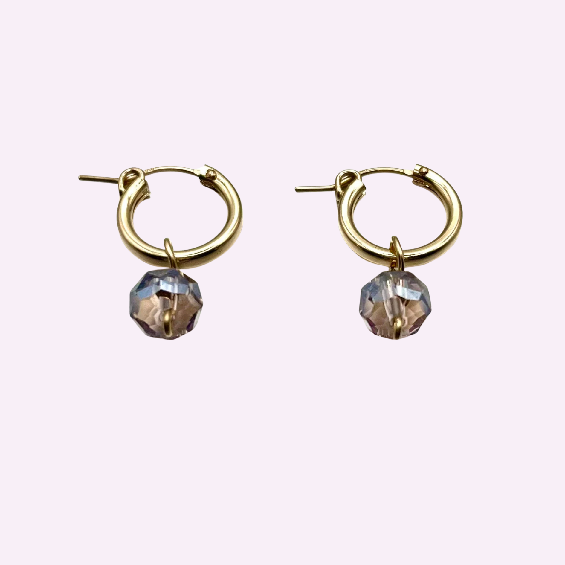 Lavender Faceted Crystal Drop Huggie Earring