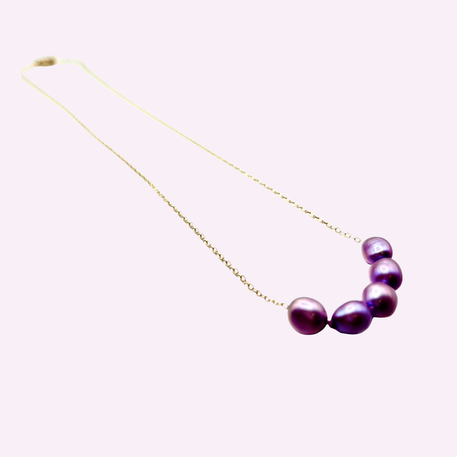 Lavender Mother of Pearl & gold filled bead Gold Necklace
