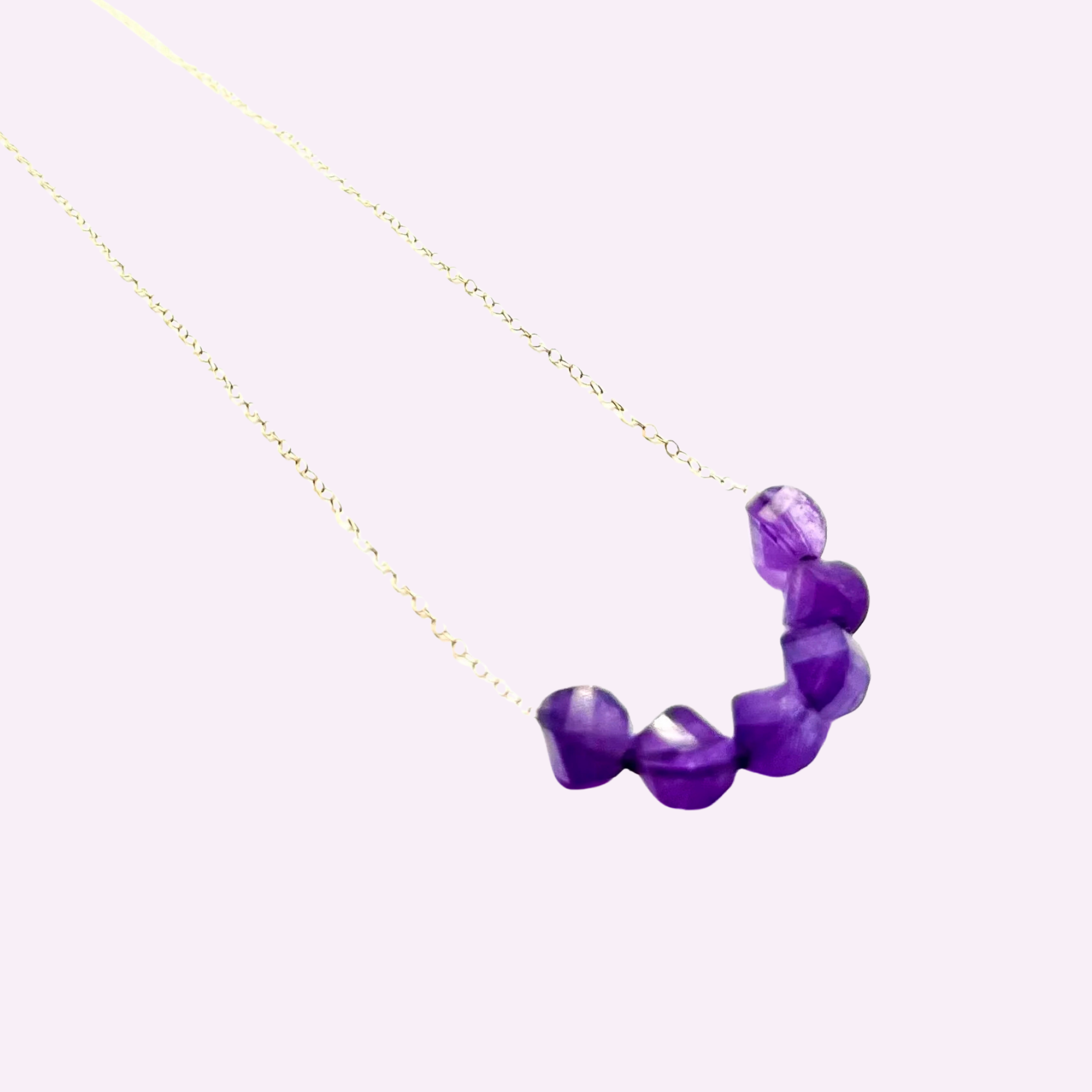 Amethyst Mother of Pearl Long Gold Necklace