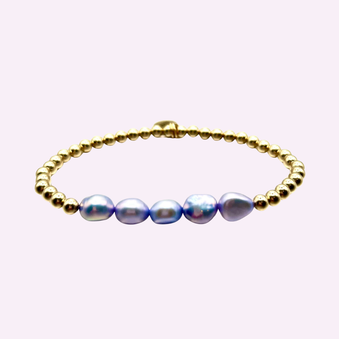 5 Bead Lavender Mother of Pearl Bracelet