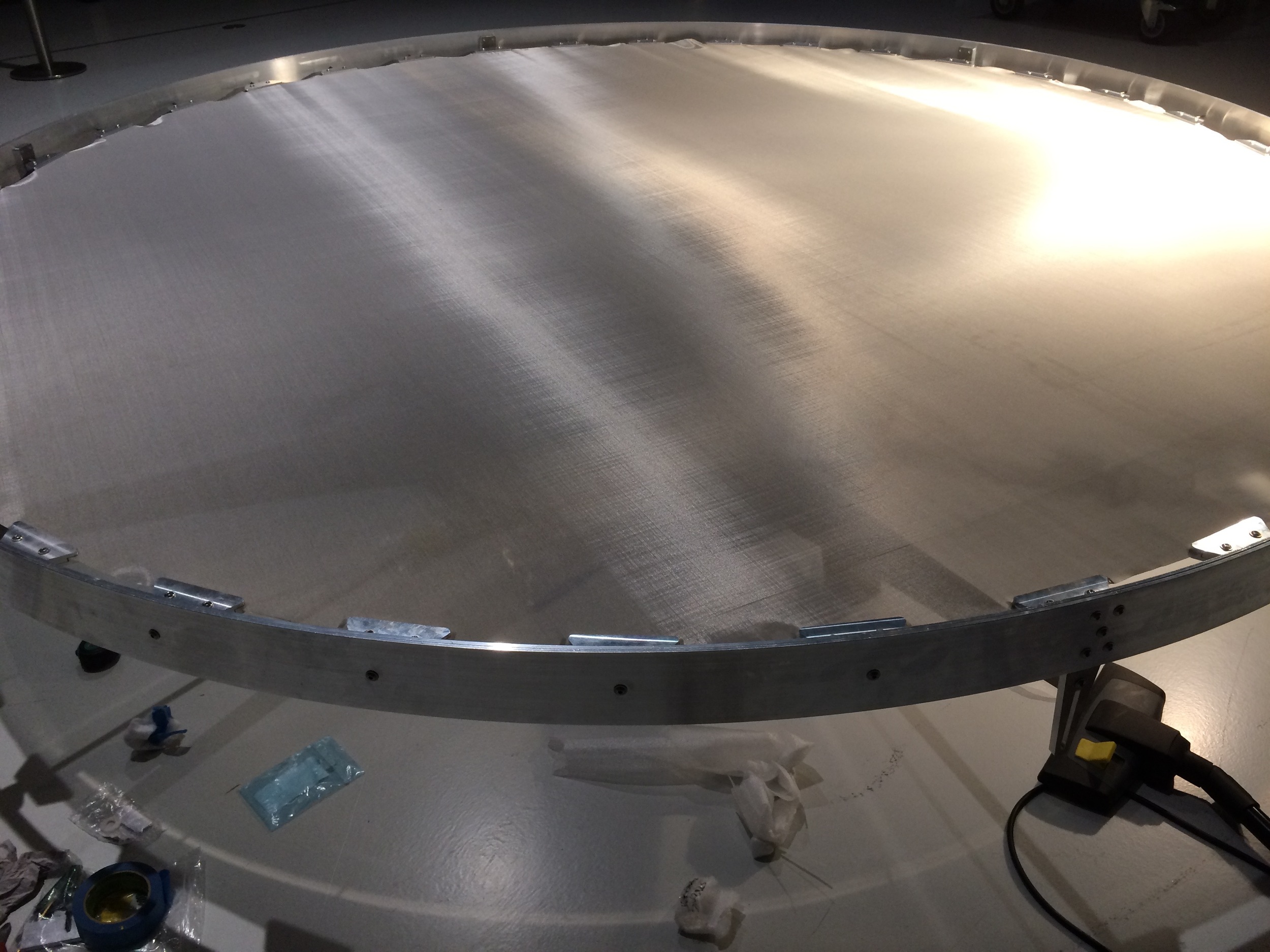 hoop assembled and mesh tensioned
