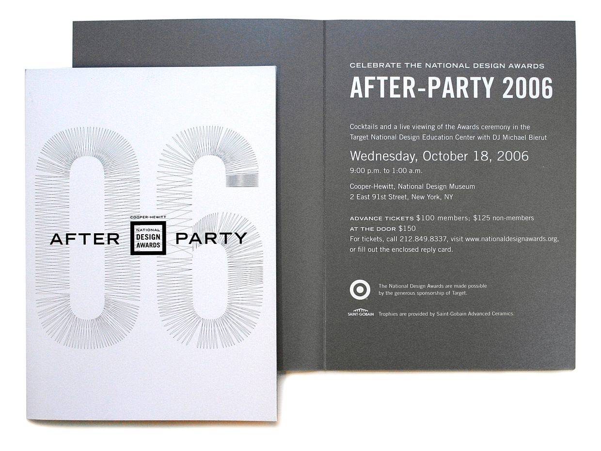 After party invitation with a custom display typography to reflect the informal, energetic mood of the after event celebrations.