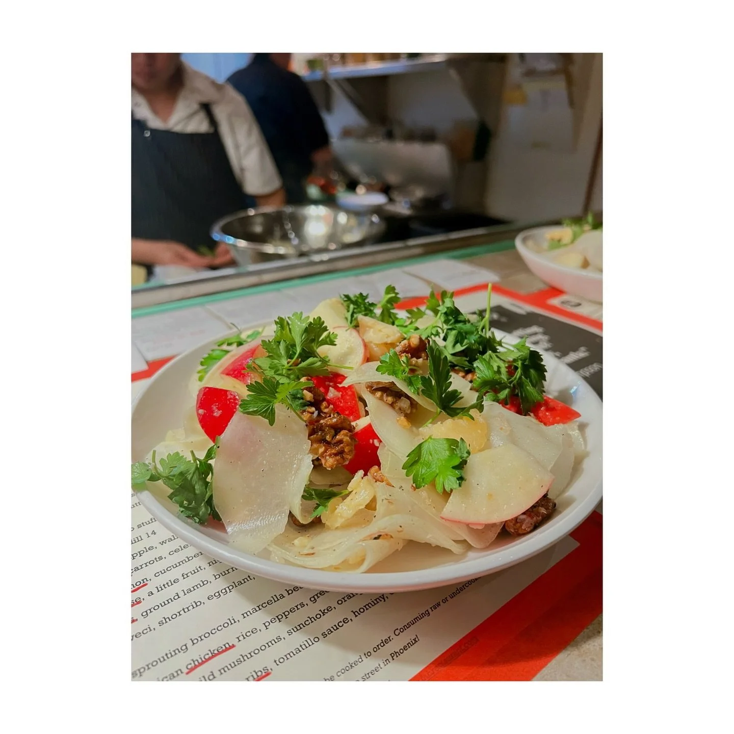 Yup&mdash;kohlrabi salad. Because why not. What? When was the last time you had one of these? Thinly shaved kohlrabi, apples, aged cheddar, whole Italian parsley, and nigella-studded walnuts, all bewitched by a horseradish dressing. A salad worth the