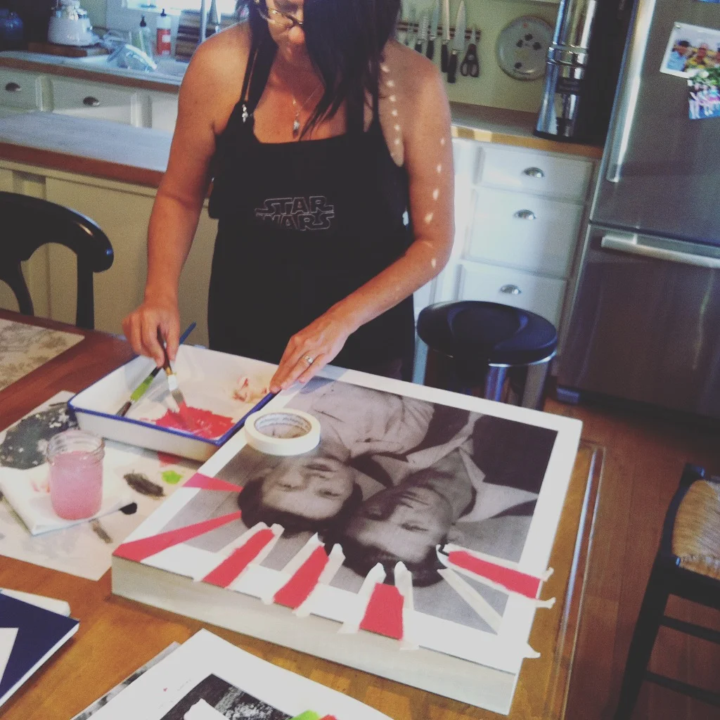 We have a small art studio on the property, but I always prefer to kitchen table to being quarantined out in the little pink studio!