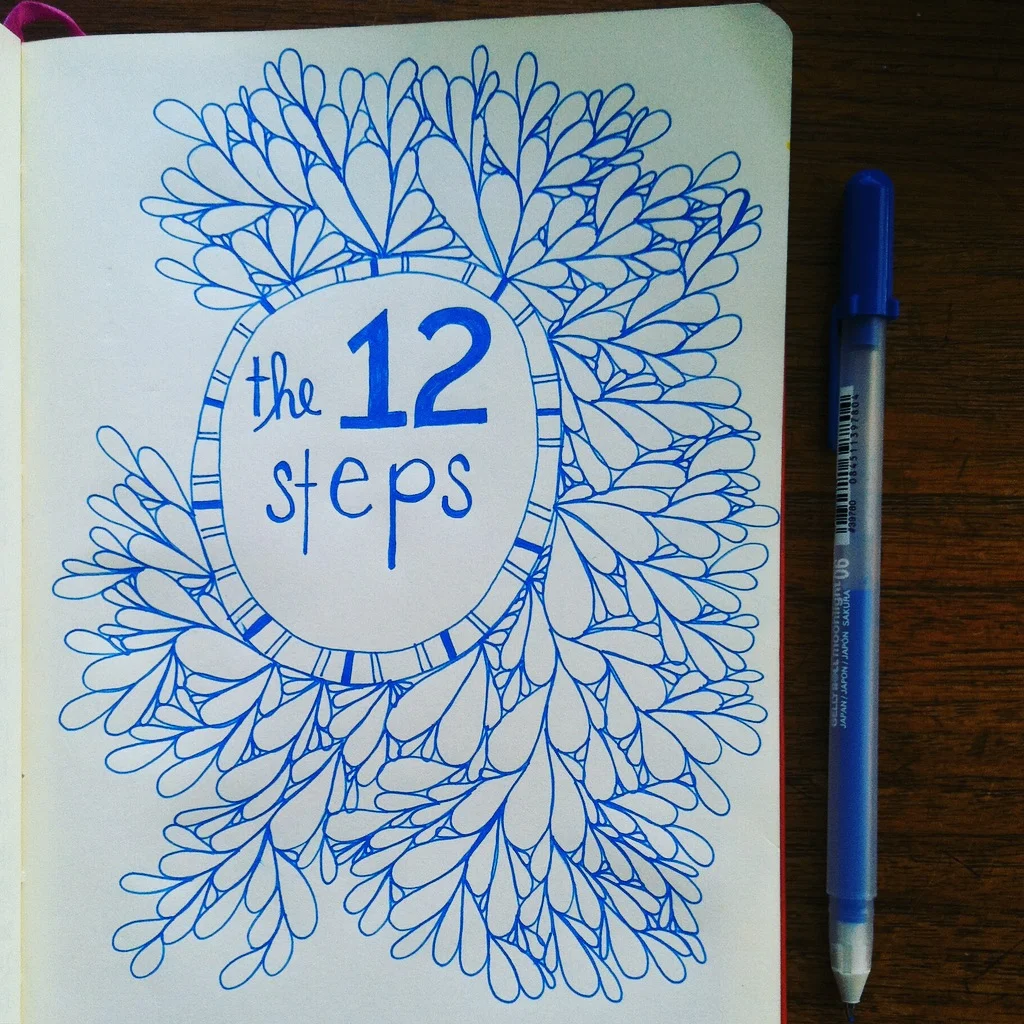 My journal is filled with doodles that I draw during AA meetings. It calms my anxiety down + helps me to listen to what's being shared.