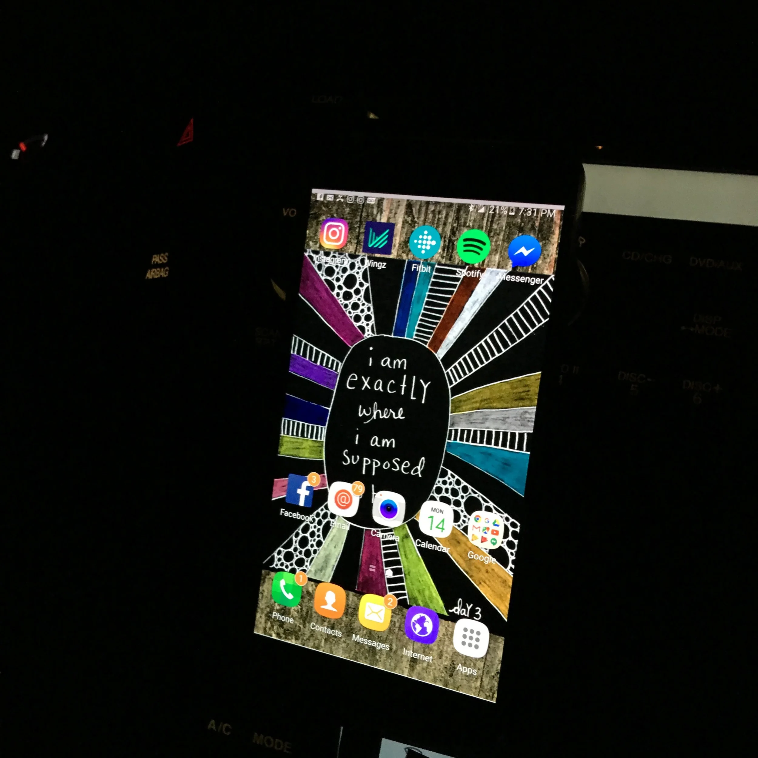 My art from The Mantra Project saved on Natalie's phone as her screensaver. Surreal + perfect. I am exactly where I'm supposed to be.