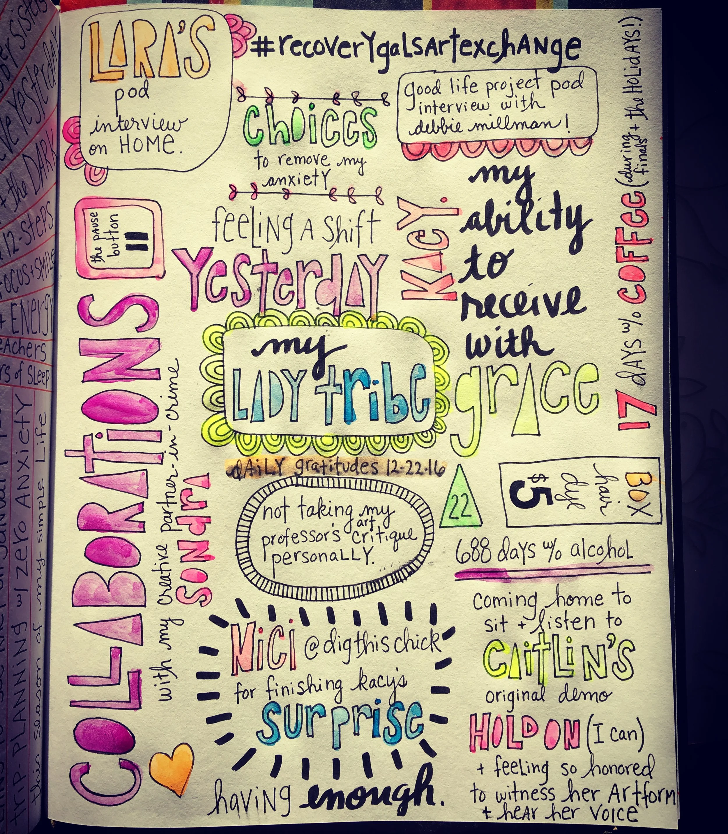A page from my daily gratitude journal for 2016