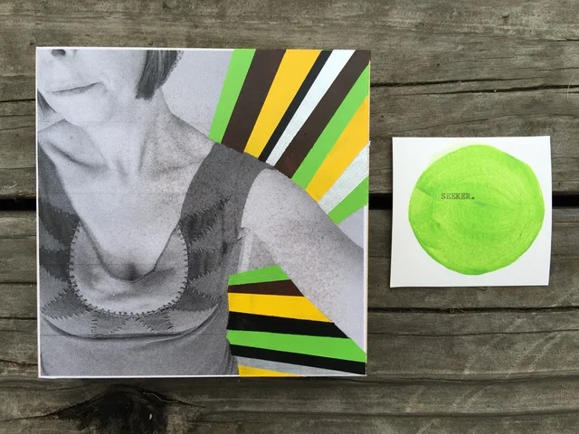 Mixed Media: b/w photocopy+ acrylic paints on a 5" x 5" hardwood panel