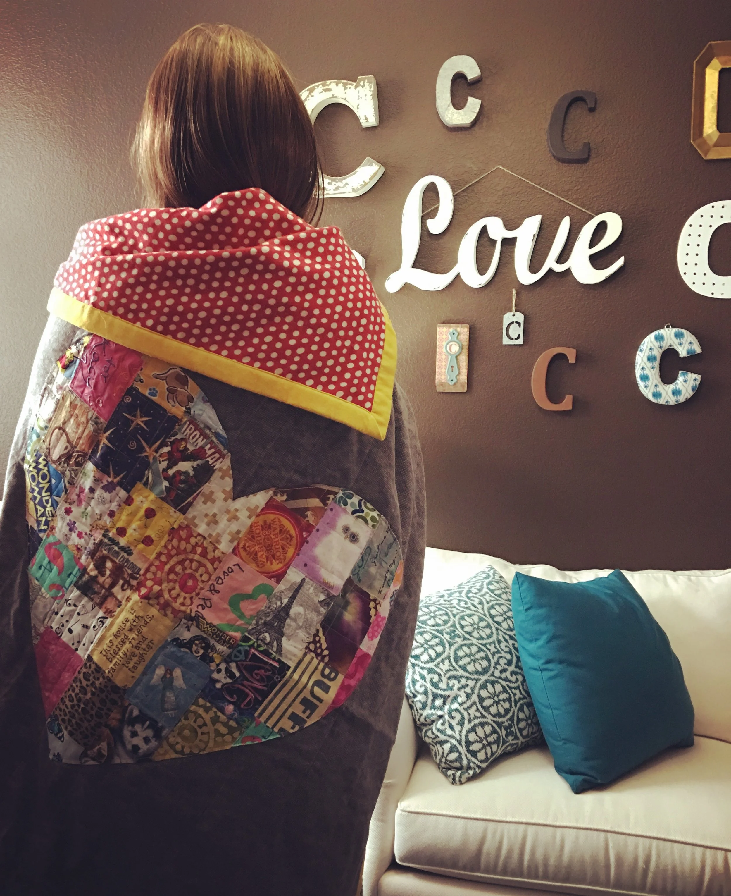 New Year's Day 2017 :: Wrapped up in a blanket of love handmade by Nici Holt Cline of Dig and Co. (fabric squares sent by friends and loved ones to make up the heart)