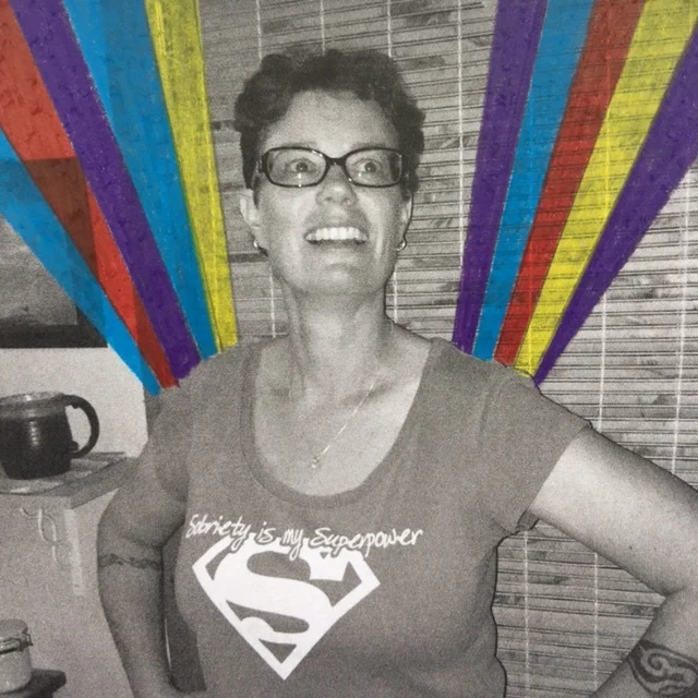 Sarelle rocking her 'Sobriety is my Superpower' shirt like a boss!