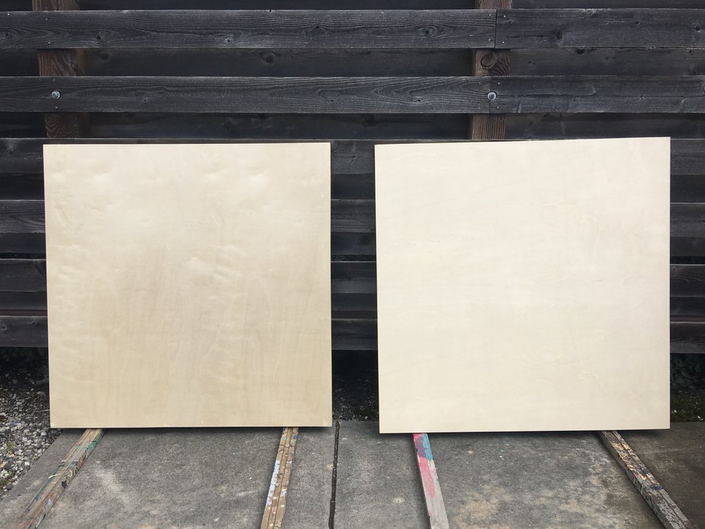 48 x 48 x 1.5 inch hard wood panels (BEFORE)