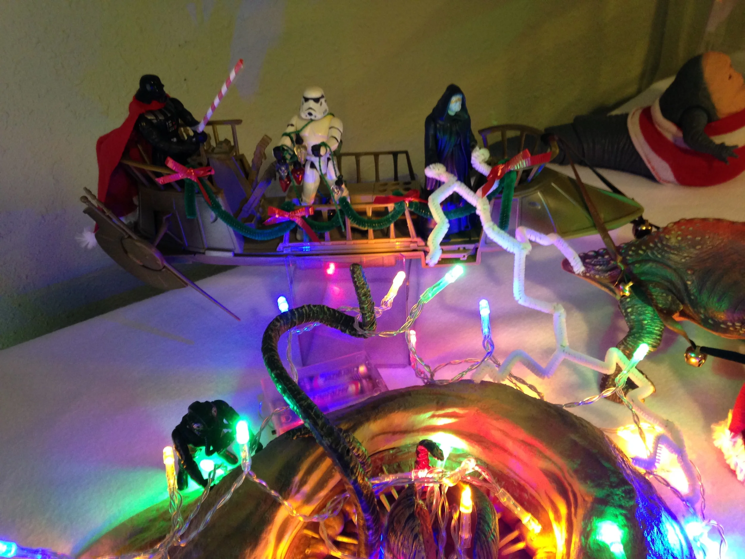 Even Vader and Palpatine are getting into the spirit! That Stormtrooper doesn't look like he's helping very much though.