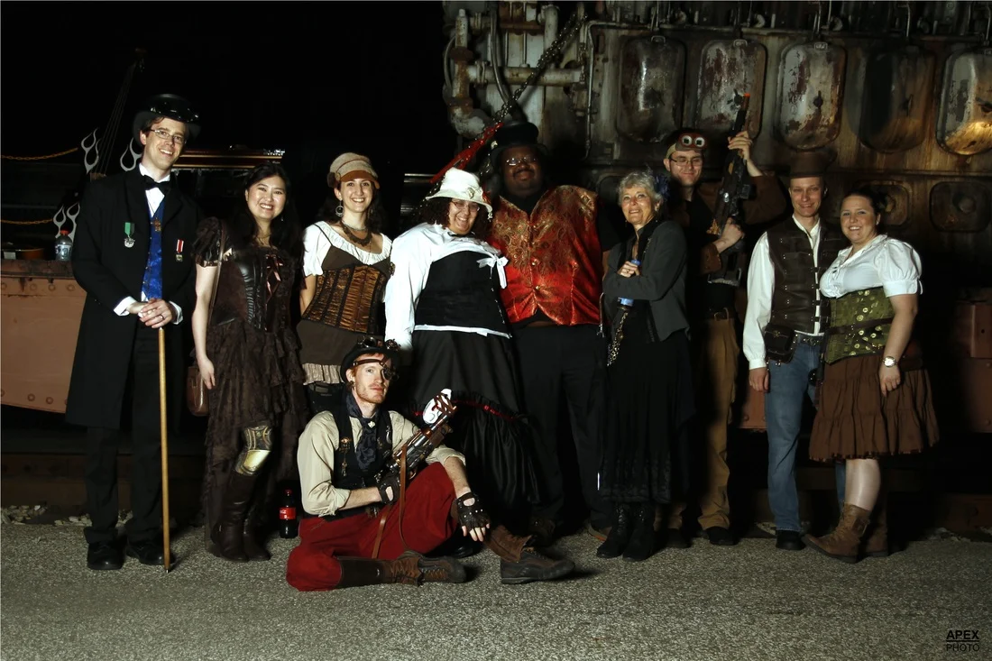 This is a good chunk of the Zeppelin Union crew at a CVSR steam train event.
