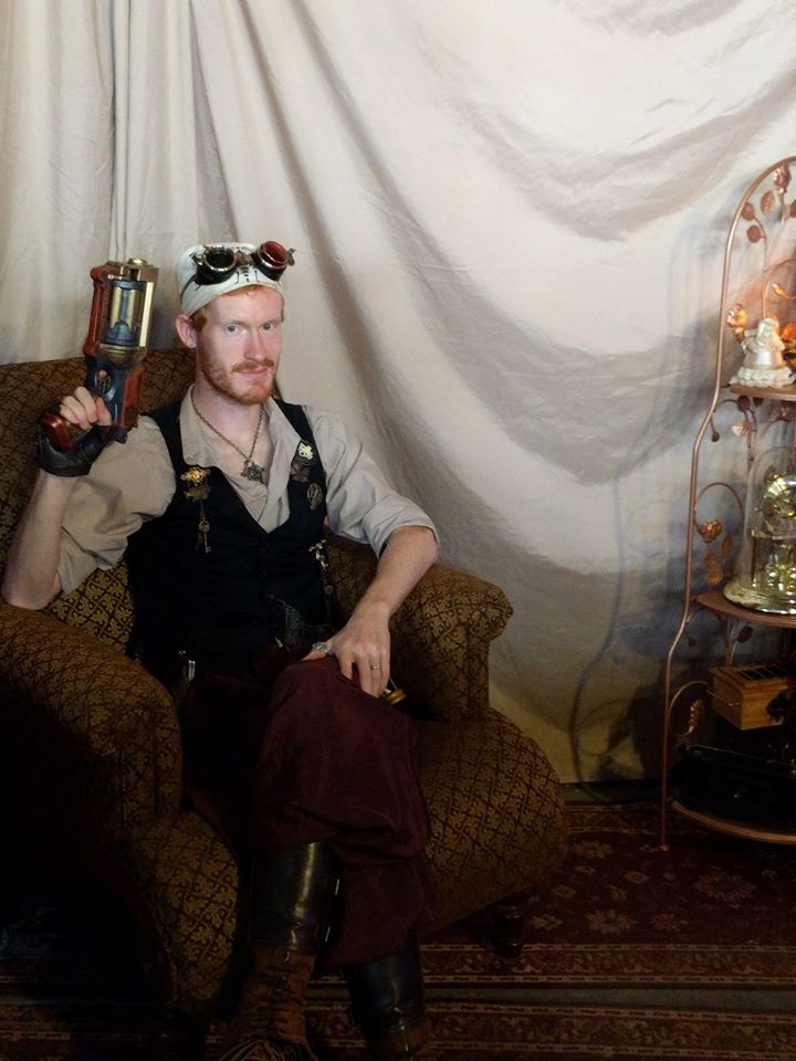 This was from Ingenuityfest last year, where we set up an actual steampunk photo booth and had a bunch of fun accessories for people to wear and get their picture taken.