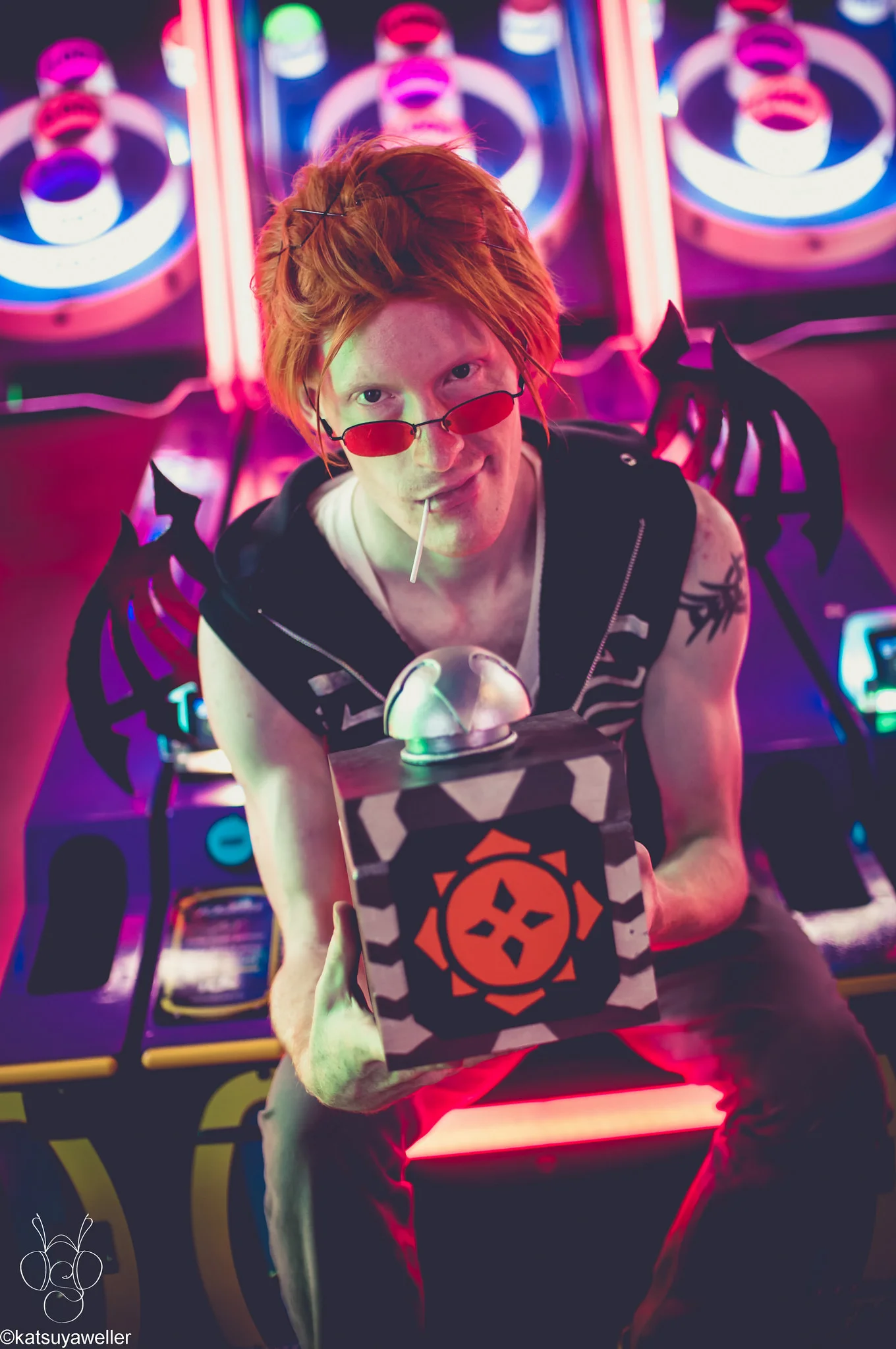 This one is hands down my favorite solo shot. The lighting is so cool and for once I don't look super goofy with the lollipop in my mouth XD