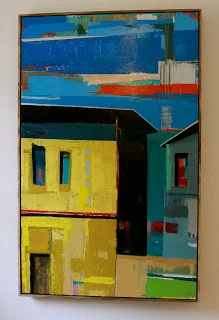 MELON COURT / 3' x 4.5' oil/mixed media on wood / framed / 1500