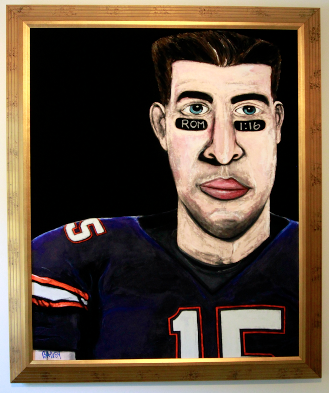 VELVET TEBOW / paint on velvet / framed / 1100 SOLD