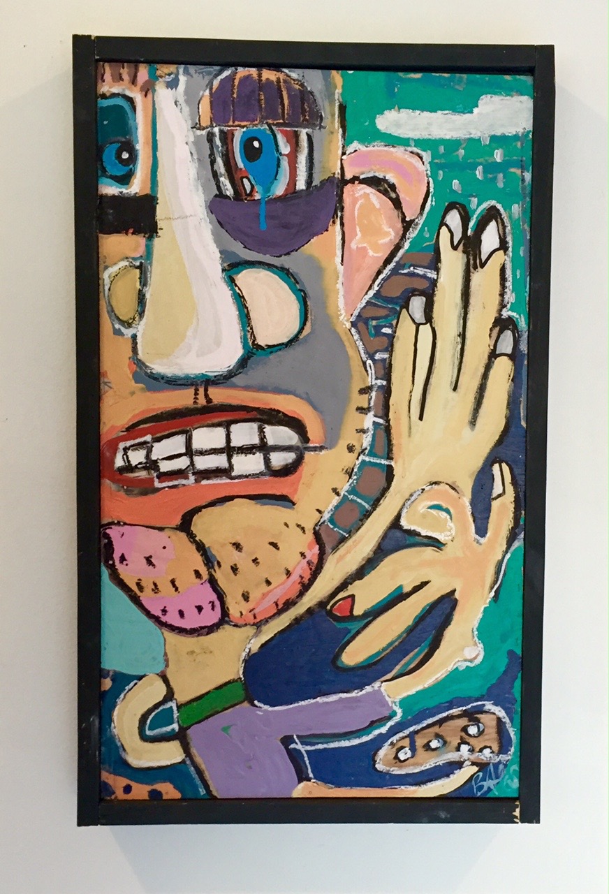 EYE BLACK & BLACK EYE / paint on wood / 16" x 27" / 440