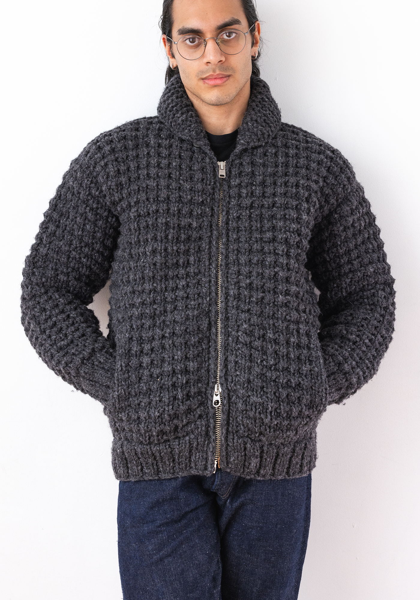 Waffle Oxford Cowichan Sweater