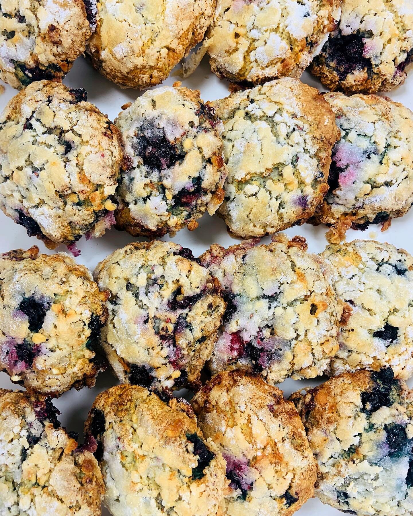 Mixed Berry White Chocolate Scones 😋

A staple from day one in our pastry case, in the rotation Monday, Wednesday, Friday &amp; Sunday!

#scones #pastrylove #yegcafe #treatyourself