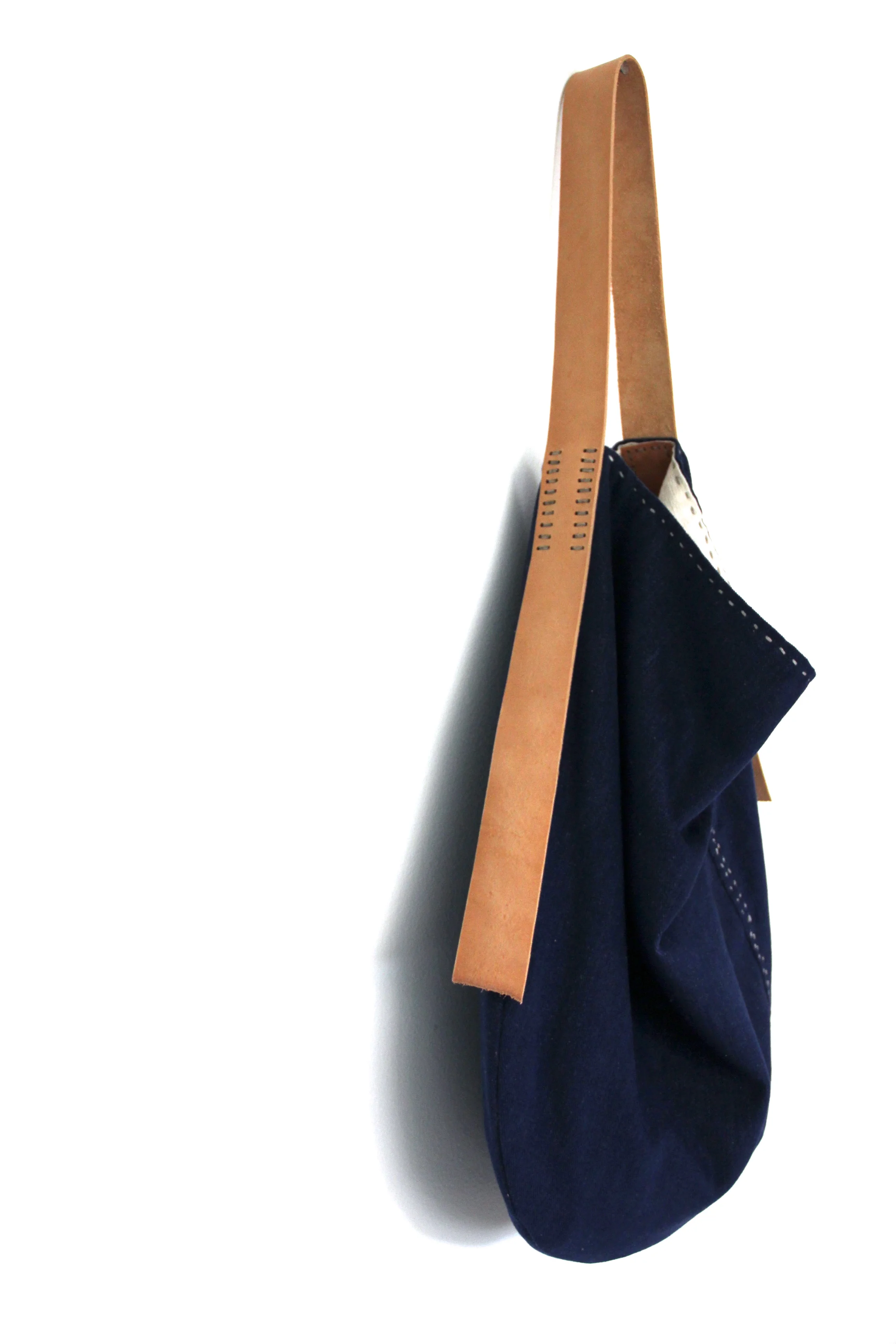 Handmade Vintage Denim Slouch Bag - Indigo Blue