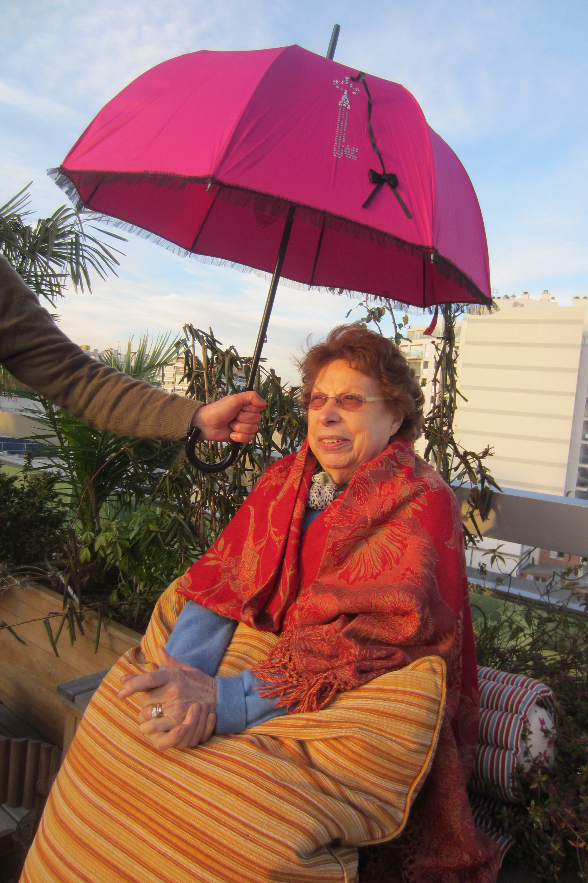 My Aunt Monique decked out in very Moroccan colors.