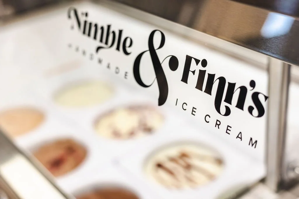 Nimble & Finn’s logo on an ice cream dipping case.jpg
