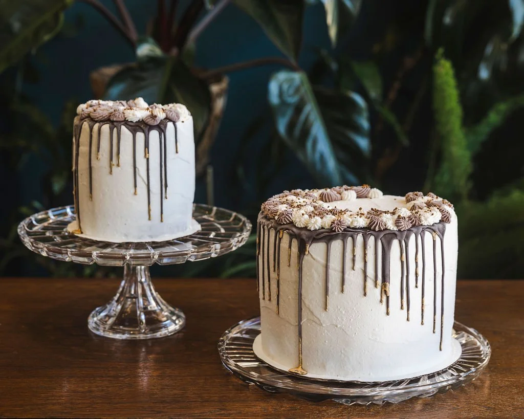 two sizes of lavender honeycomb ice cream cakes.jpg