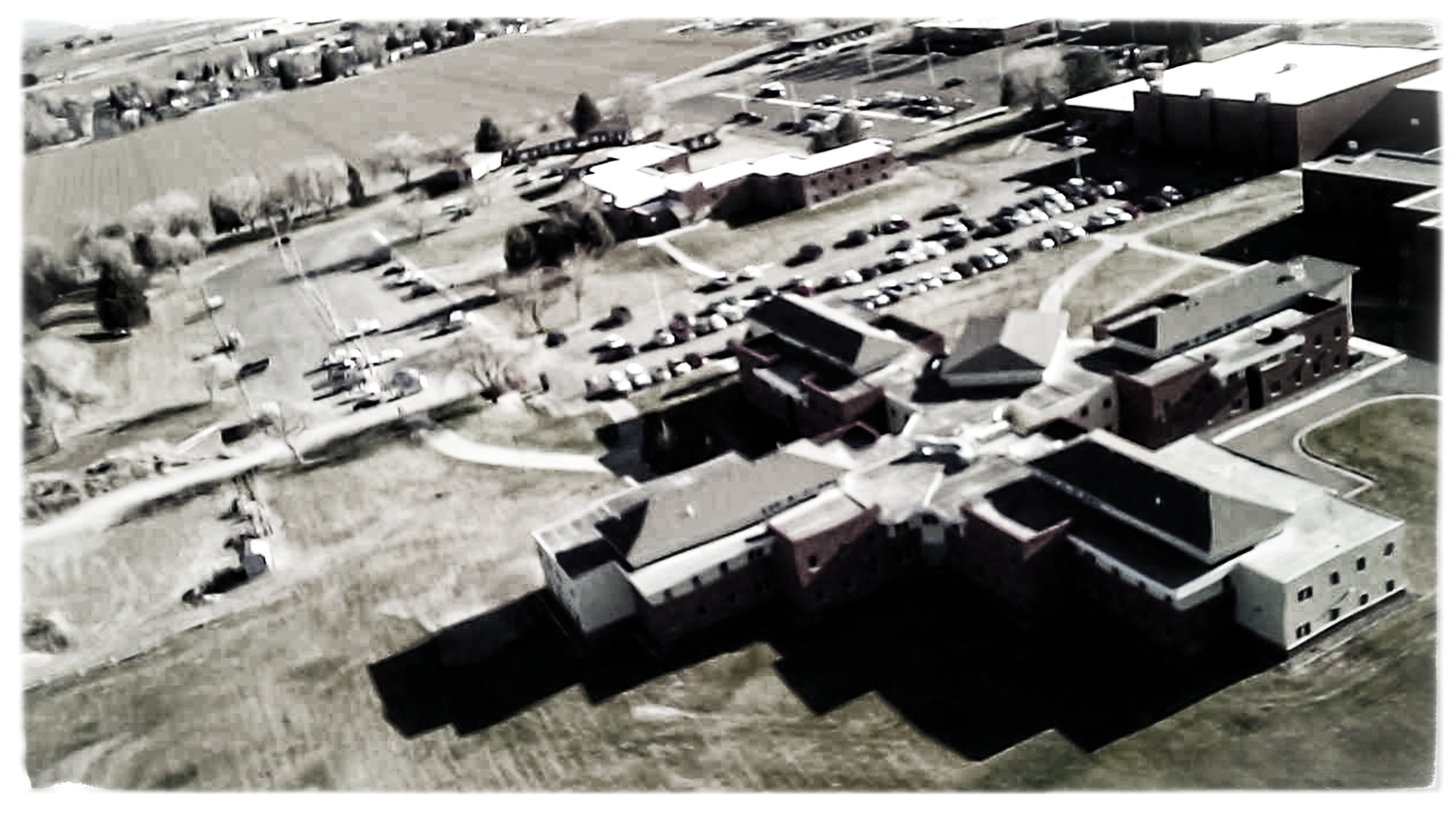 Higher than any X4 should be—over Northwest College's Simpson Hall.