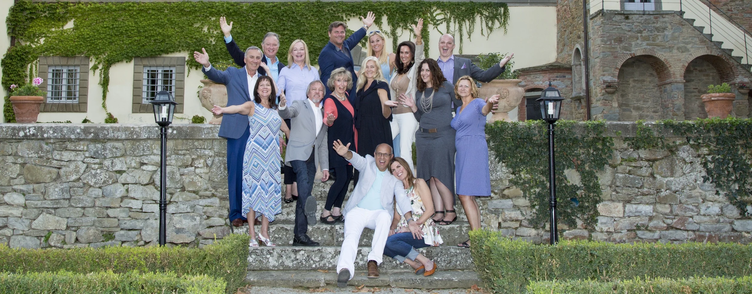 Group photo of our 2015 Candelaria Design Tour Italy travelers at the Villa Piazzano