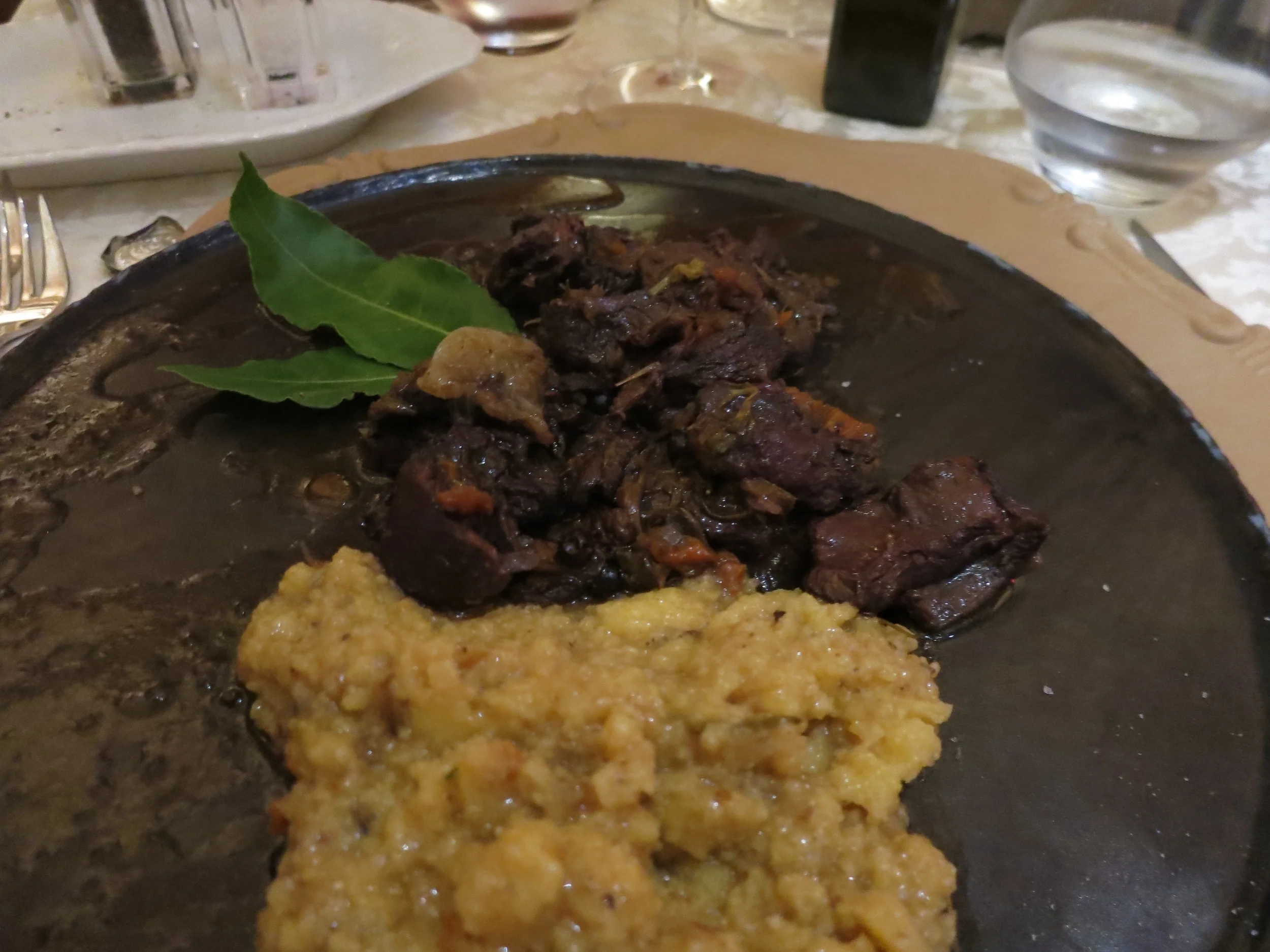 Venison with herbed polenta
