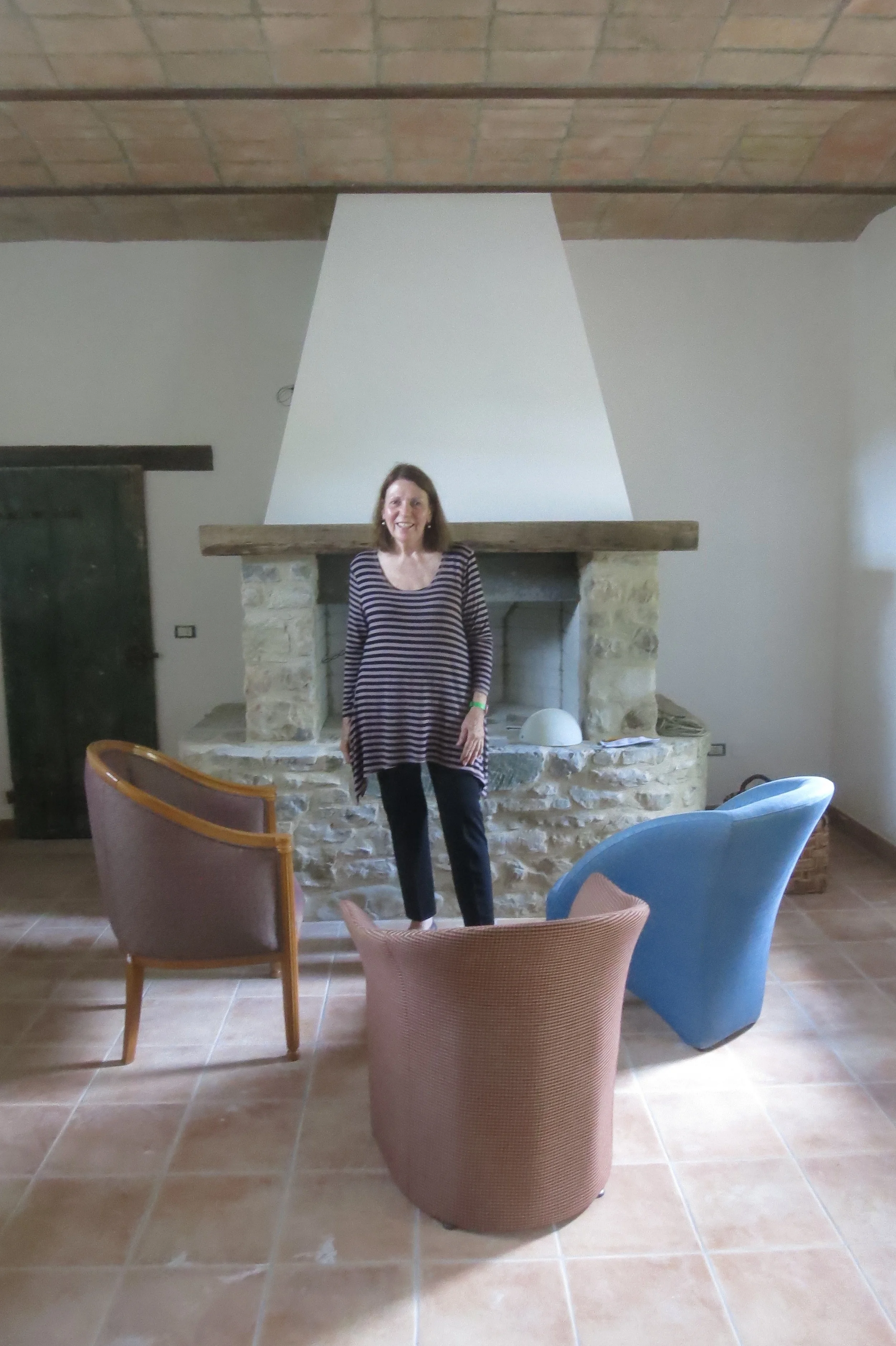 Elisabeth Wholey in her Umbria Farmhouse restoration.