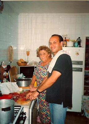 My first trip to Spain in 1990 making my first paella with Mama in Luanco!