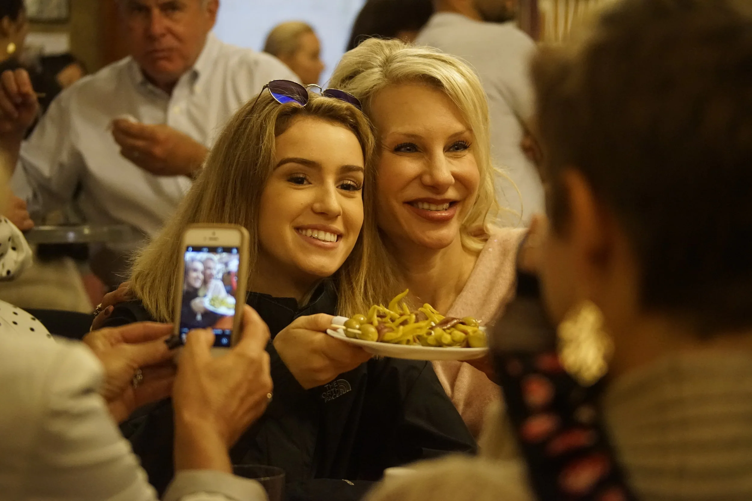 Bella and Denise enjoying pintos in San Sebastian