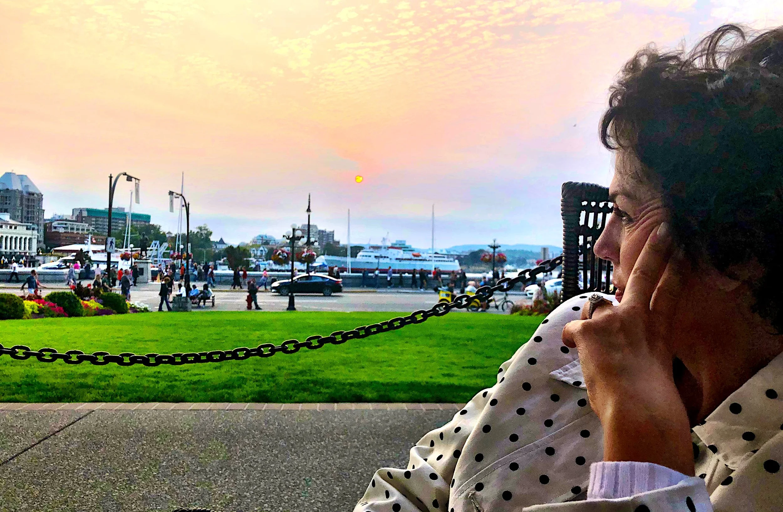 Enjoying the sunset in Victoria