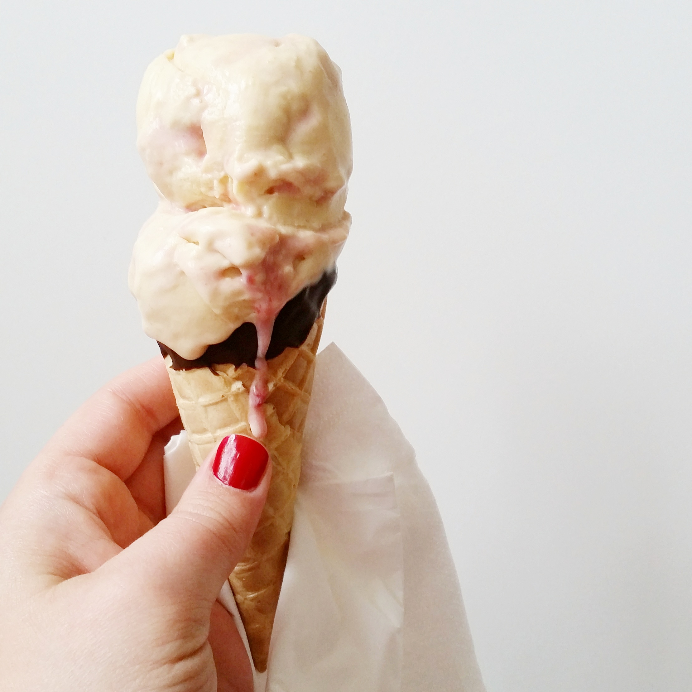 Strawberry and Peanut Butter Ice-Cream.